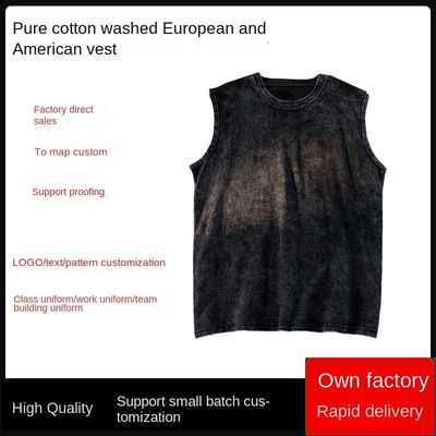 Напечатанный 230G КОТОН Vintage Ropa Gym Vest для мужчин Custom Cut Off Sleeveless Tank Top