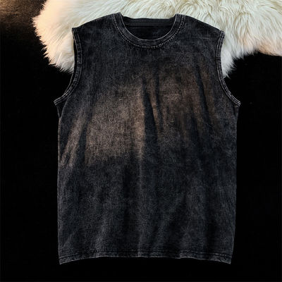 Напечатанный 230G КОТОН Vintage Ropa Gym Vest для мужчин Custom Cut Off Sleeveless Tank Top