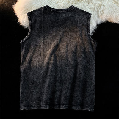 Напечатанный 230G КОТОН Vintage Ropa Gym Vest для мужчин Custom Cut Off Sleeveless Tank Top