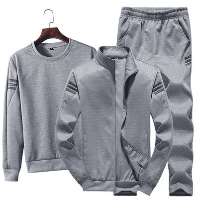 Спортивный стиль Мужской Zip Up Jacket футболка и бегуны Трехкомнатный спортивный костюм