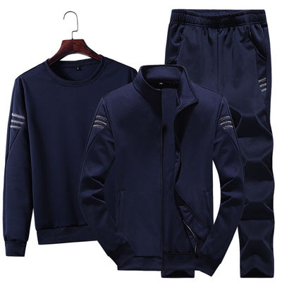 Спортивный стиль Мужской Zip Up Jacket футболка и бегуны Трехкомнатный спортивный костюм