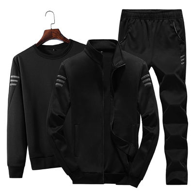 Спортивный стиль Мужской Zip Up Jacket футболка и бегуны Трехкомнатный спортивный костюм
