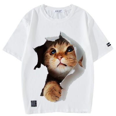 Мужская футболка с печатным рисунком и 3D-аниме Cat Kitty