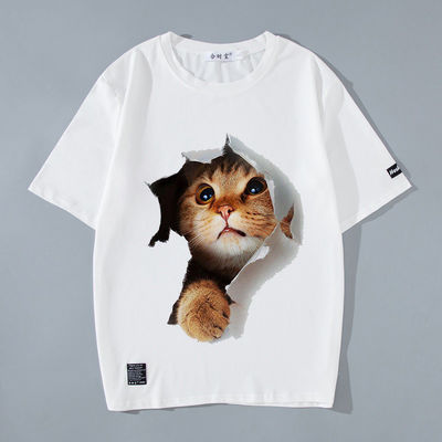 Мужская футболка с печатным рисунком и 3D-аниме Cat Kitty