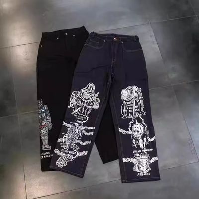 Дизайн RTS Custom Loose Denim Baggy Jeans для мужчин и женщин Straight Fit Boyfriend Jeans