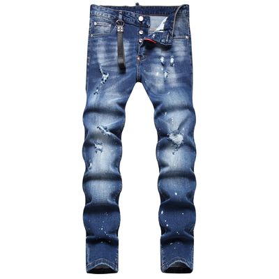 Мужские джинсы для мужчин Slim Fit Mid Waist Baggy с цифровой печатью