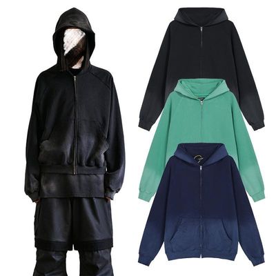 Винтажный Zip Up Acid Wash мужские хаусины свитер с обычным рукавом стиль